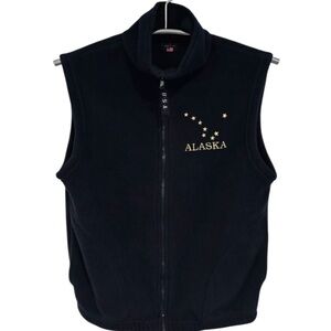 VINTAGE Alaska Black Fleece Full Zip Women’s Vest with Embroidery Size Small